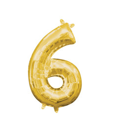 Amscan Zlatý fóliový mini balón - číslica "6"