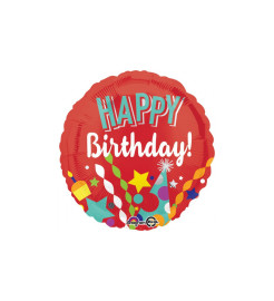 Amscan Okrúhly červený fóliový balón Všetko najlepšie k narodeninám