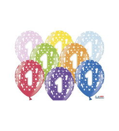 Party Deco Metalický balónik - číslo 1 - 6 ks