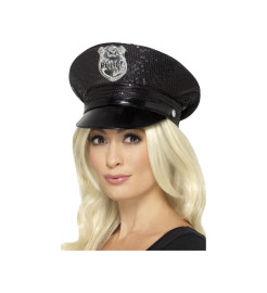 Smiffys Dámska policajná čiapka s flitrami