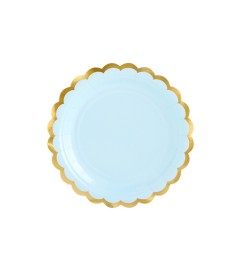Party Deco Modrý tanier - zlatý okraj