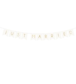 Party Deco Biely veniec s vlajkami - Just married