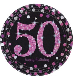 Amscan Taniere "50" 8 ks Luxusná oslava - ružové
