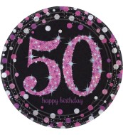 Amscan Taniere "50" 8 ks Luxusná oslava - ružové - cena, porovnanie