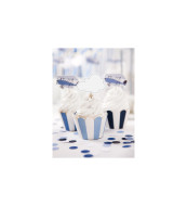 Party Deco Kornútky na cupcakes - modré pruhy 6 ks - cena, porovnanie