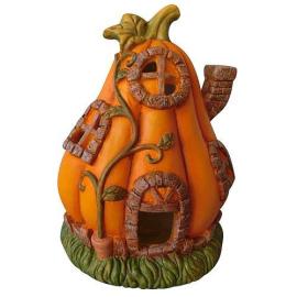 MagicHome Jesenná dekorácia do záhrady Tekvica, domček, s klobúkom