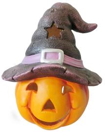 MagicHome Jesenná dekorácia do záhrady Tekvica svietniková s klobúkom