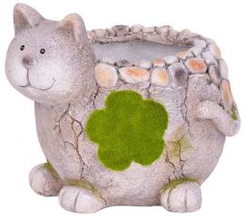 MagicHome Záhradná dekorácia , Mačka s kvetináčom, keramika