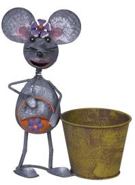 MagicHome Záhradná dekorácia  Mecco, Myška s hrncom