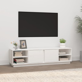 vidaXL TV skrinka biela 156x40x40 cm masívna borovica