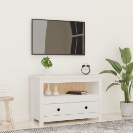 vidaXL TV skrinka biela 79x35x52 cm masívna borovica