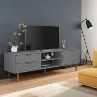 vidaXL TV skrinka MOLDE, sivá 158x40x49 cm, borovicový masív - cena, porovnanie