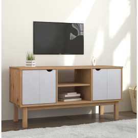vidaXL TV skrinka OTTA, hnedo biela 113,5x43x57 cm, borovicový masív