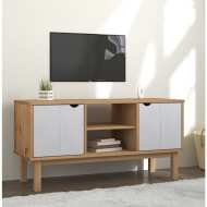 vidaXL TV skrinka OTTA, hnedo biela 113,5x43x57 cm, borovicový masív - cena, porovnanie