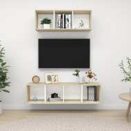 vidaXL 2-dielna súprava TV skriniek biela a dub sonoma drevotrieska - cena, porovnanie