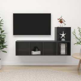 vidaXL 2-dielna súprava TV skriniek lesklá sivá drevotrieska