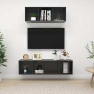 vidaXL 2-dielna súprava TV skriniek vysokolesklá sivá drevotrieska - cena, porovnanie