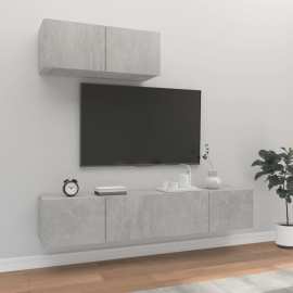 vidaXL 3-dielna súprava TV skriniek betónová sivá spracované drevo