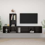 vidaXL 3-dielna súprava TV skriniek vysokolesklá čierna drevotrieska - cena, porovnanie