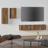 vidaXL 4-dielna sada TV skriniek dymový dub spracované drevo - cena, porovnanie