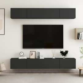 vidaXL 4-dielna súprava TV skriniek čierna 100x30x30 cm drevotrieska