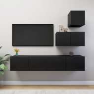 vidaXL 4-dielna súprava TV skriniek čierna drevotrieska - cena, porovnanie