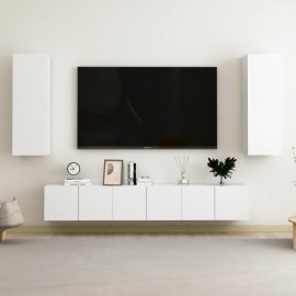 vidaXL 5-dielna súprava TV skriniek biela drevotrieska