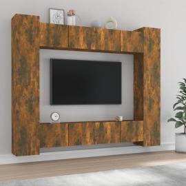 vidaXL 8-dielna súprava TV skriniek dymový dub spracované drevo