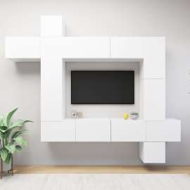 vidaXL 9-dielna súprava TV skriniek biela drevotrieska