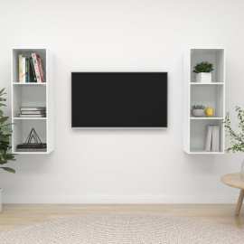 vidaXL Nástenné TV skrinky 2 ks lesklé biele drevotrieska