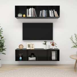 vidaXL Nástenné TV skrinky 2 ks vysokolesklé čierne drevotrieska