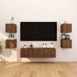 vidaXL Nástenné TV skrinky 8 ks hnedý dub 30,5x30x30 cm