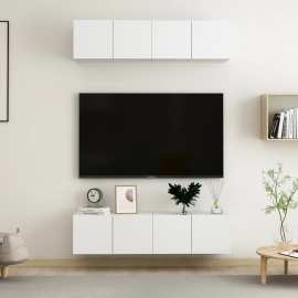 vidaXL TV skrinky 4 ks biele 60x30x30 cm drevotrieska