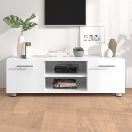 vidaXL TV stolík biely 110x40x35 cm spracované drevo