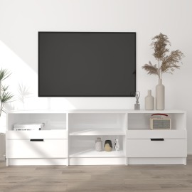 vidaXL TV stolík lesklý biely 150x33,5x45 cm spracované drevo