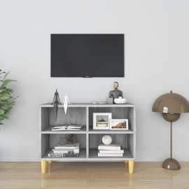 vidaXL TV stolík s drevenými nohami sivý dub sonoma 69,5x30x50 cm