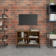 vidaXL TV stolík s kovovými nohami hnedý dub 69,5x30x50 cm - cena, porovnanie