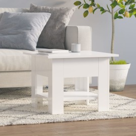 vidaXL Konferenčný stolík, lesklý biely 55x55x42 cm, kompozitné drevo