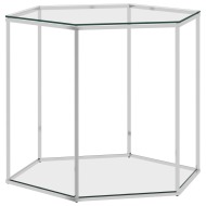 vidaXL Konferenčný stolík strieborný 60x53x50 cm nerezová oceľ a sklo - cena, porovnanie