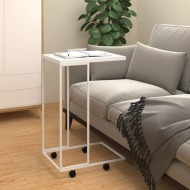 vidaXL Príručný stolík a kolieska biely 40x30x63,5 cm spracované drevo - cena, porovnanie