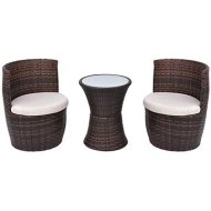 Shumee  3-dielna bistro súprava s poduškami polyratan hnedá 43111 43111 - cena, porovnanie