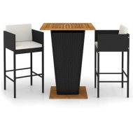 Shumee  3-dielna záhradná barová súprava s poduškami polyratan čierna, 3094802 - cena, porovnanie