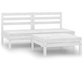 Shumee  3-dielna záhradná sedacia súprava biela masívna borovica, 3082378