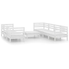 Shumee  8-dielna záhradná sedacia súprava biela masívna borovica, 3082513