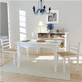 Shumee  Jedálenské stoličky 2 ks biele masívne kaučukovníkové drevo a zamat (242030)