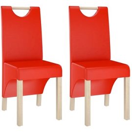 Shumee  Jedálenské stoličky 2 ks červené umelá koža, 336958