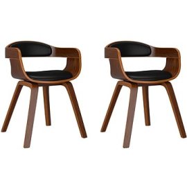 Shumee  Jedálenské stoličky 2 ks čierne ohýbané drevo a umelá koža, 3092377
