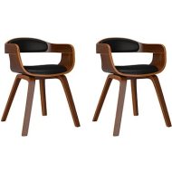 Shumee  Jedálenské stoličky 2 ks čierne ohýbané drevo a umelá koža, 3092377 - cena, porovnanie