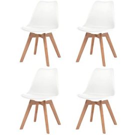 Shumee  Jedálenské stoličky 4 ks biele umelá koža (244784)