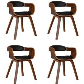 Shumee  Jedálenské stoličky 4 ks čierne ohýbané drevo a umelá koža, 3092383